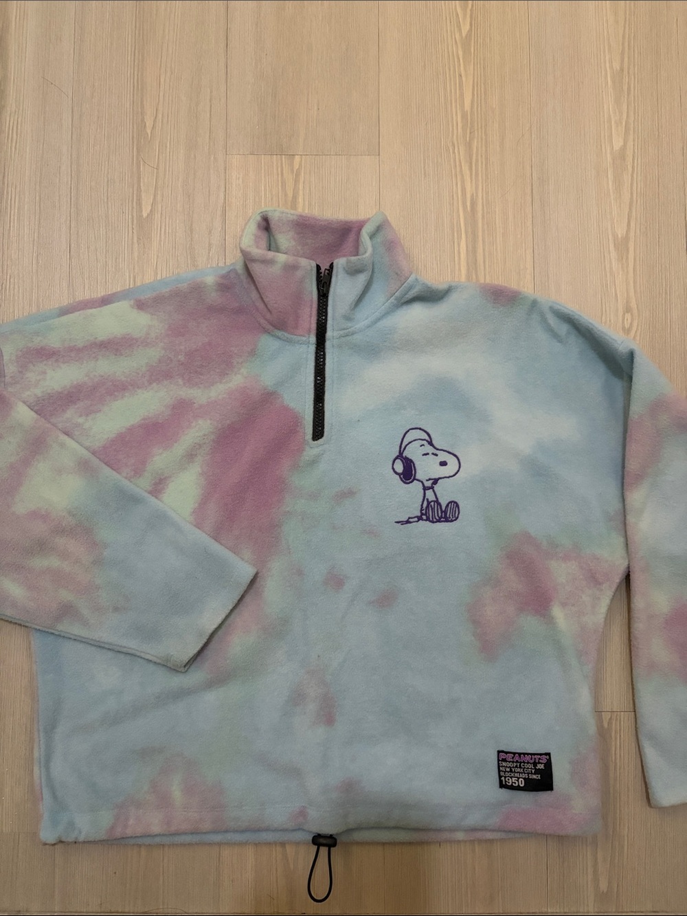 Peanuts Pastel Tie-Dye Pullover in Blue, Purple, Mint